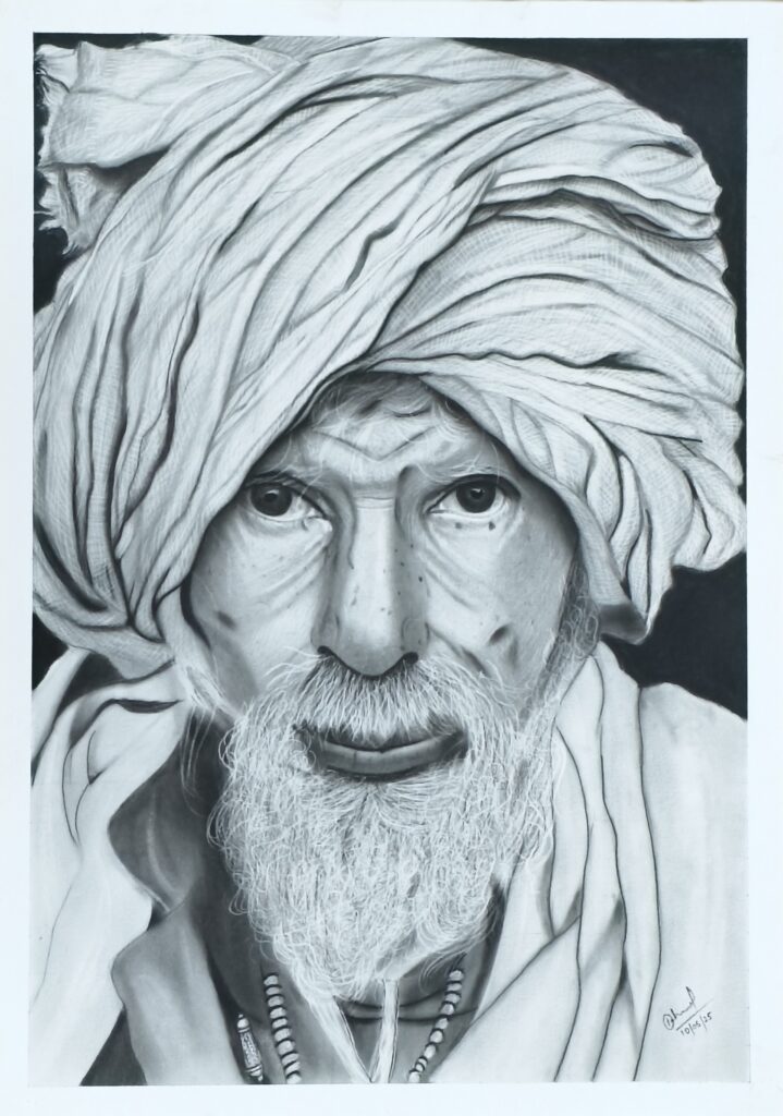 Old man Charcoal Portrait